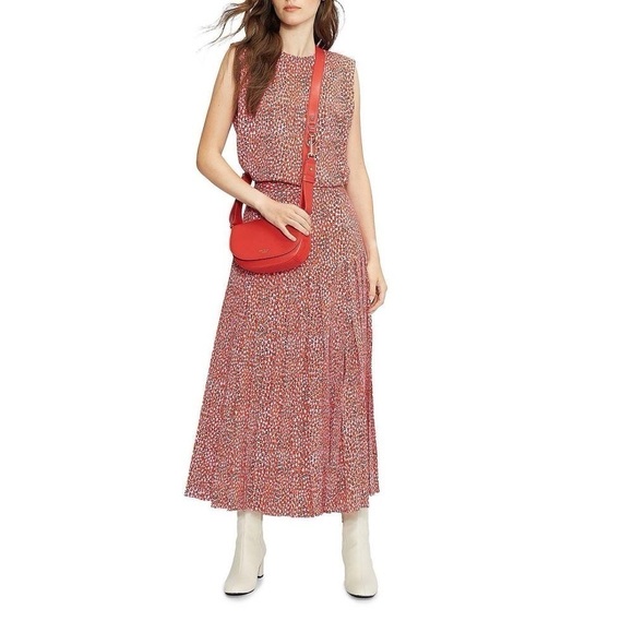 Ted Baker Women's Flowy Pleated Midi Skirt & Top Set Zandi Pink Red Sz 0 NWT - Picture 1 of 13